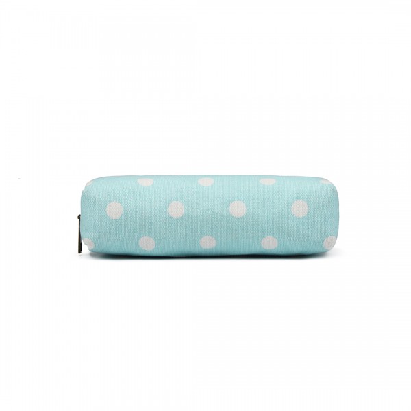 PC-D - Miss Lulu Canvas Pencil Case  Polka Dot Blue